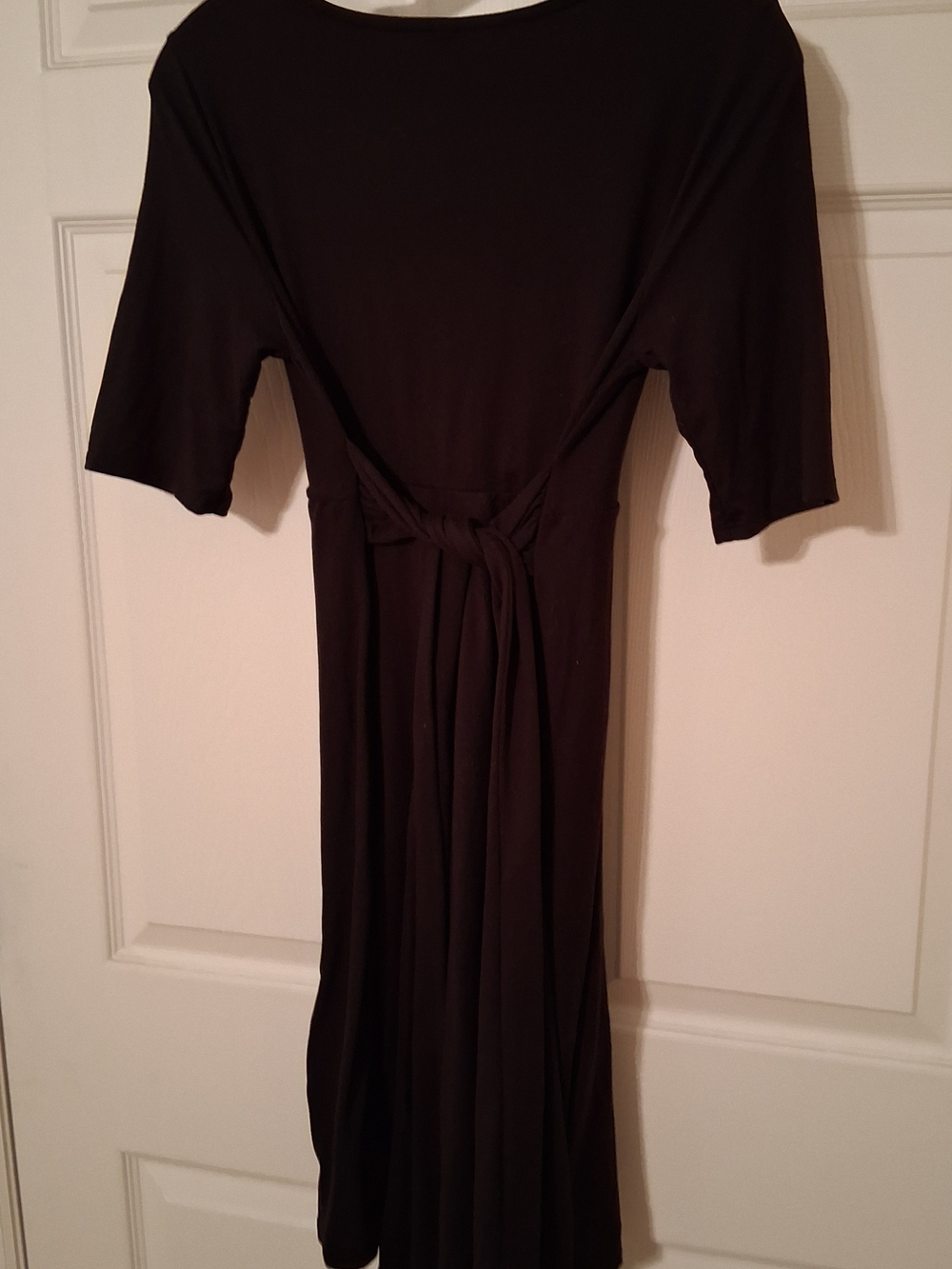 Mother Bee Maternity Black Tie-Back Midi Dress
